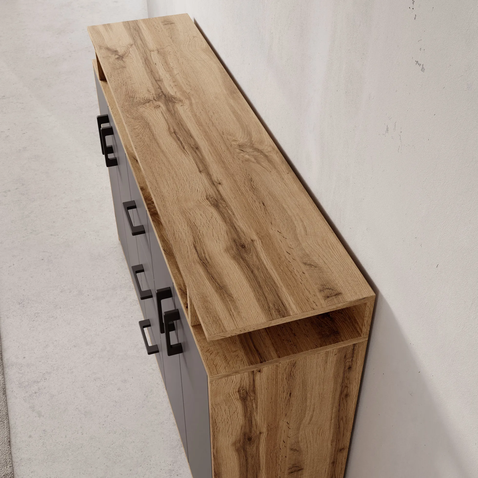 Duna - Dressoir - Eikenpatroon/Antraciet - 139x34x90 cm