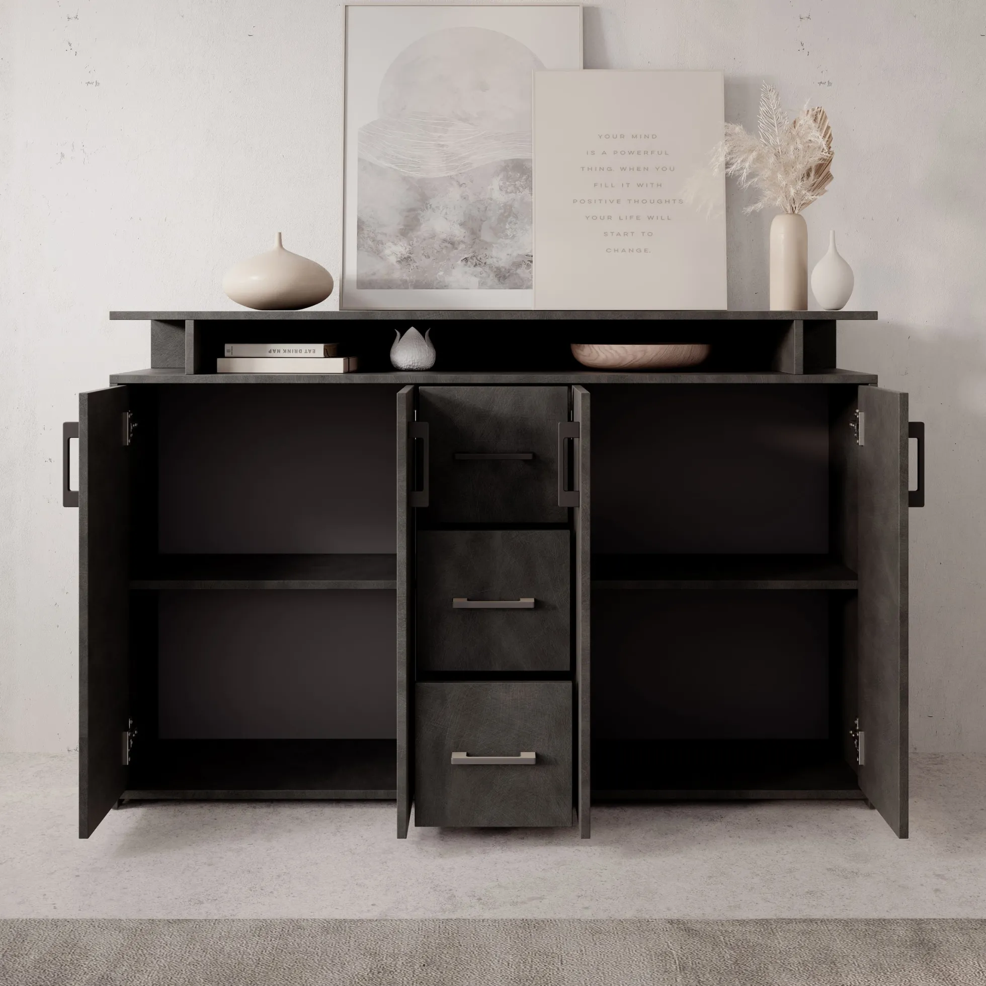 Duna - Dressoir - Grijs - 139x34x90 cm