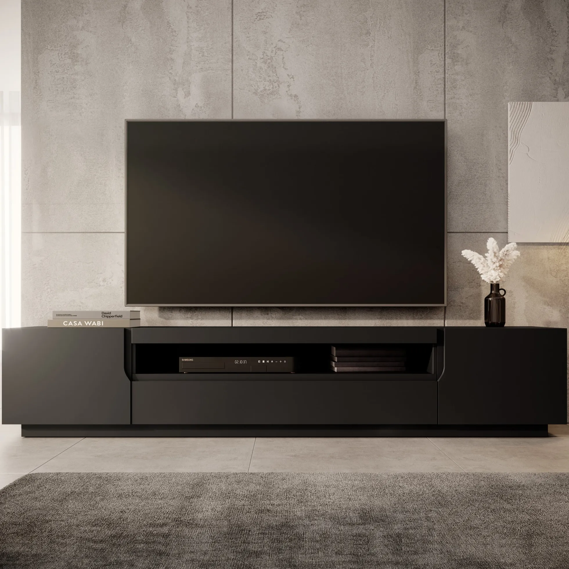 Dylan - TV-Meubel - Mat zwart - 200x37x36 cm