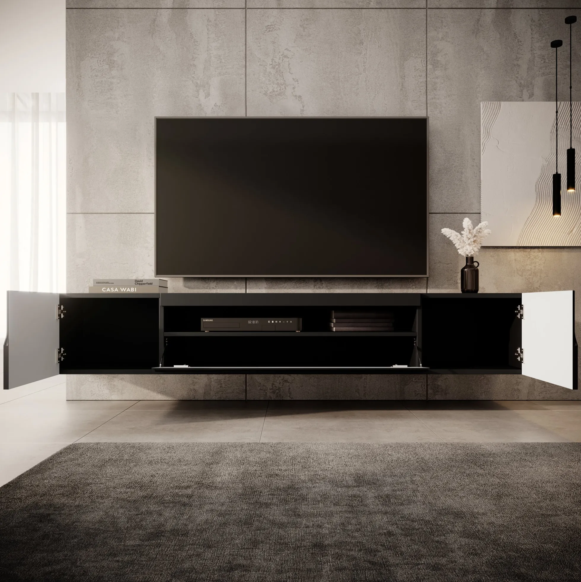 Dylan - TV-Meubel - Mat zwart - 200x37x36 cm