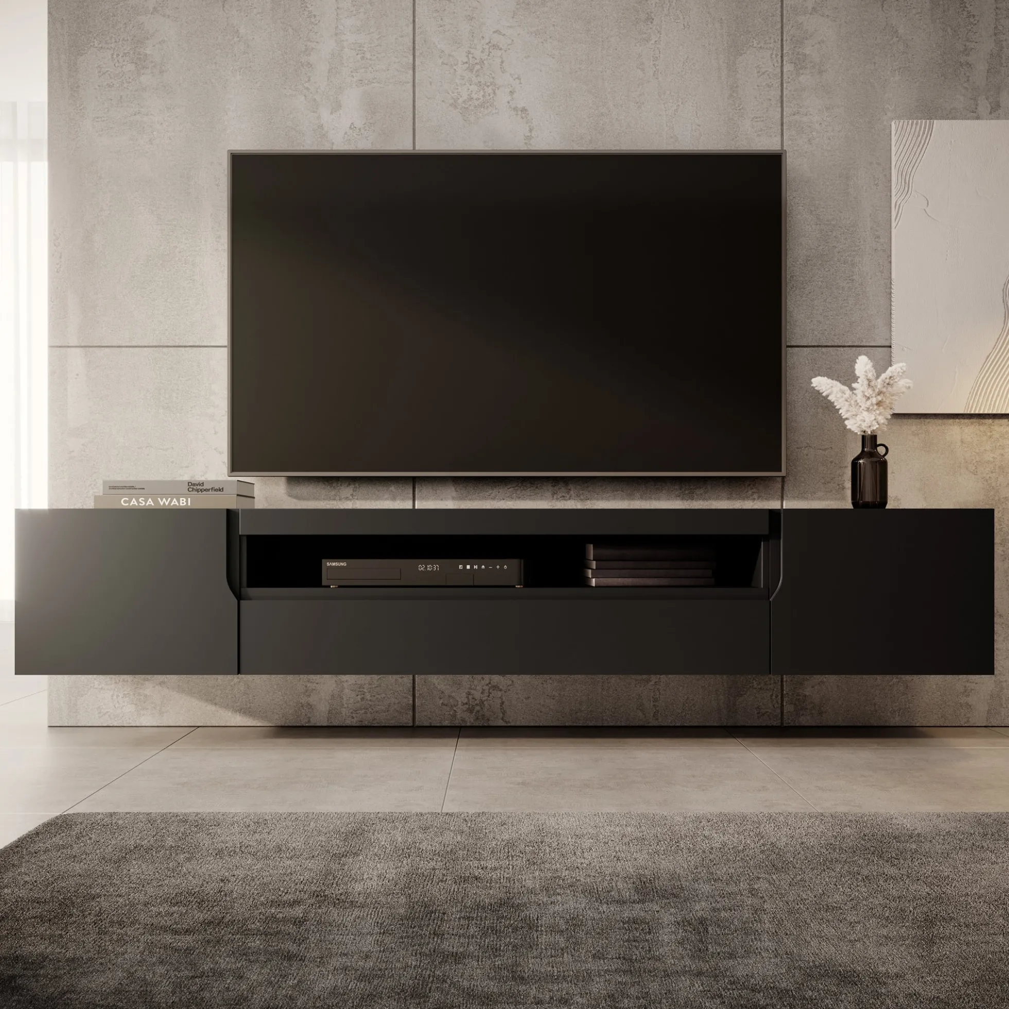 Dylan - TV-Meubel - Mat zwart - 200x37x36 cm