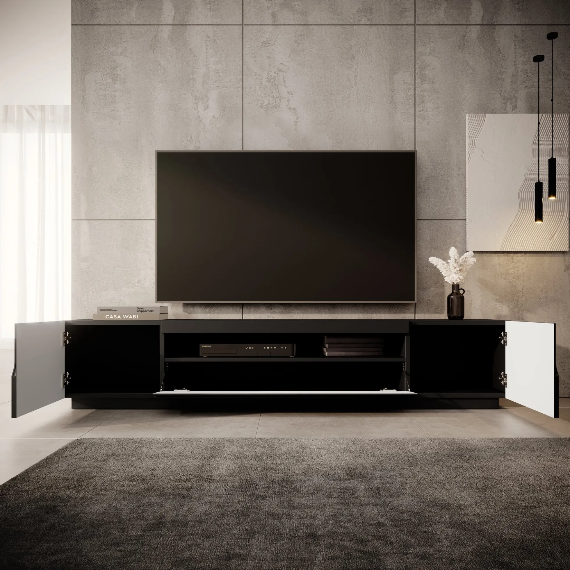 Dylan - TV-Meubel - Mat zwart - 200x37x36 cm