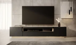 Dylan - TV-Meubel - Mat zwart/eiken - 200 cm