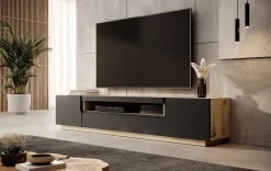 Dylan - TV-Meubel - Mat zwart/eiken - 200 cm