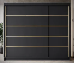 Eagle - Kledingkast met schuifdeuren - Zwart - 250x58x215 cm