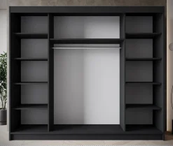 Eagle - Kledingkast met schuifdeuren - Zwart - 250x58x215 cm