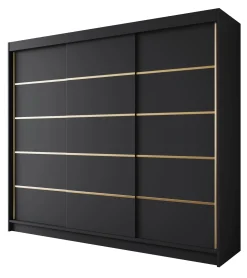 Eagle - Kledingkast met schuifdeuren - Zwart - 250x58x215 cm