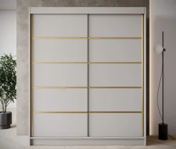 Eagle - Kledingkast met schuifdeuren - Beige - 180x58x215 cm
