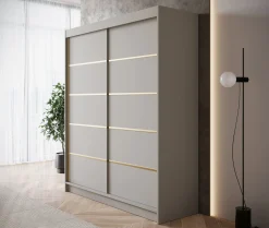 Eagle - Kledingkast met schuifdeuren - Beige - 180x58x215 cm