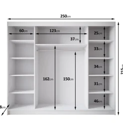 Eagle - Kledingkast met schuifdeuren - Beige - 250x58x215 cm