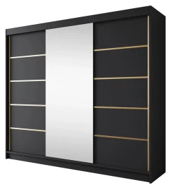 Eagle - Kledingkast met spiegel - Zwart - 250x58x215 cm
