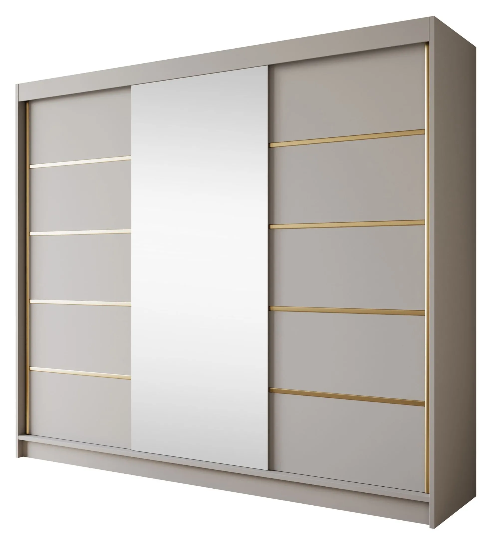 Eagle - Kledingkast met spiegel - Beige - 250x58x215 cm