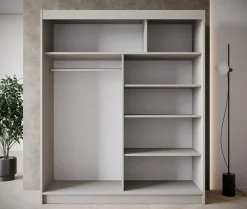 Eagle - Kledingkast met spiegel - Beige - 180x58x215 cm