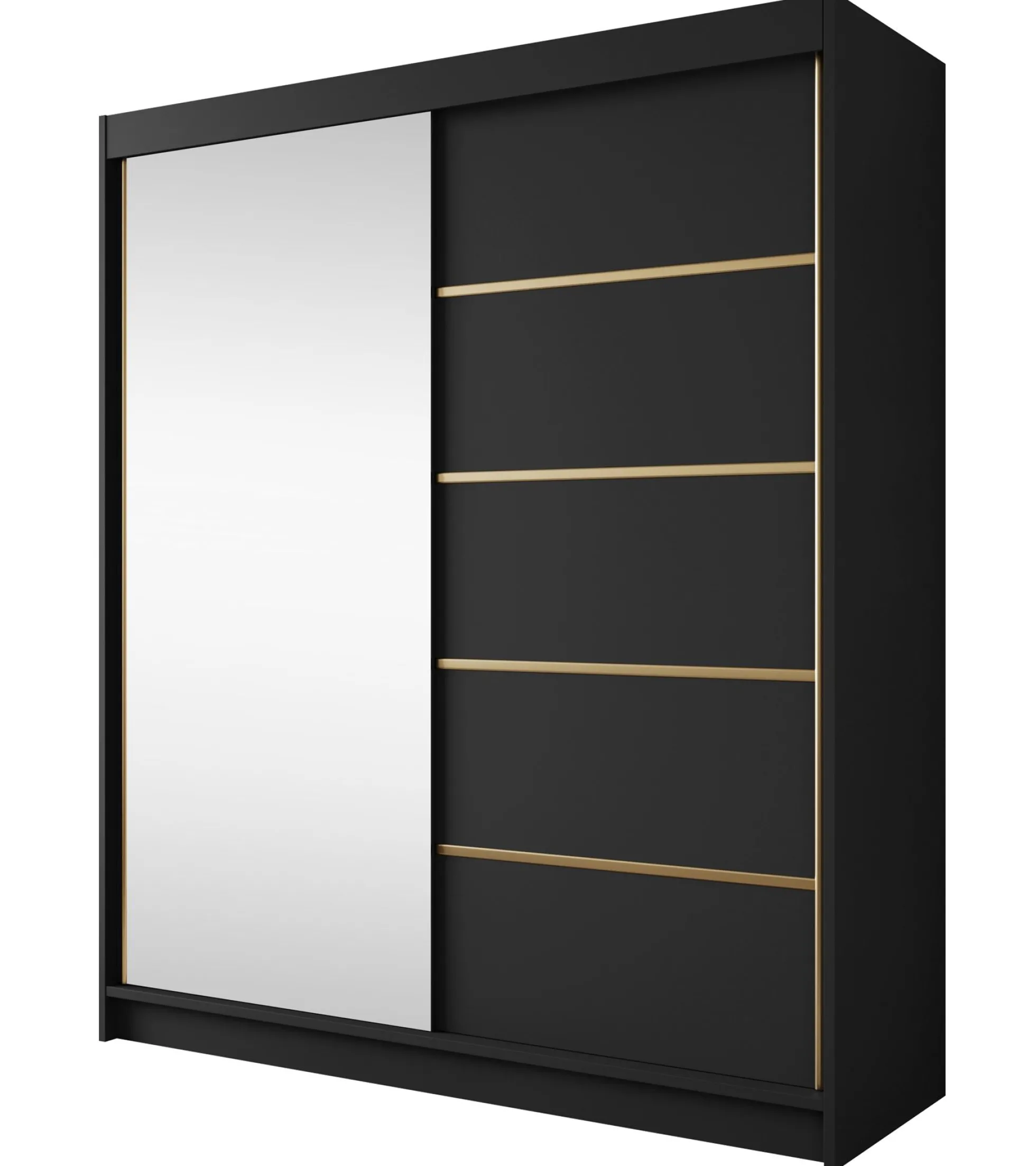 Eagle - Kledingkast met spiegel - Zwart - 180x58x215 cm