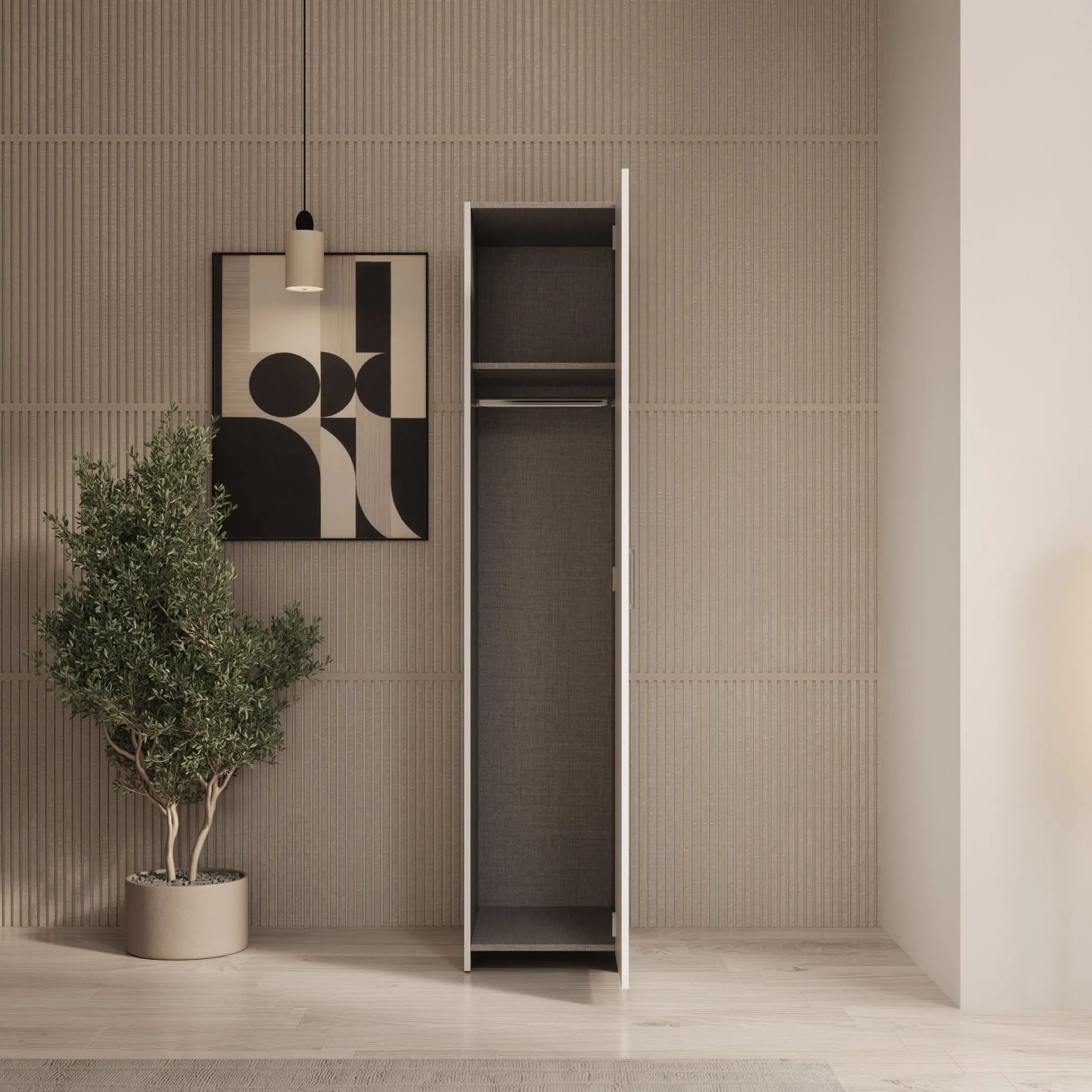 Elario - Kledingkast 1 deurs - Wit - 40x54x191 cm