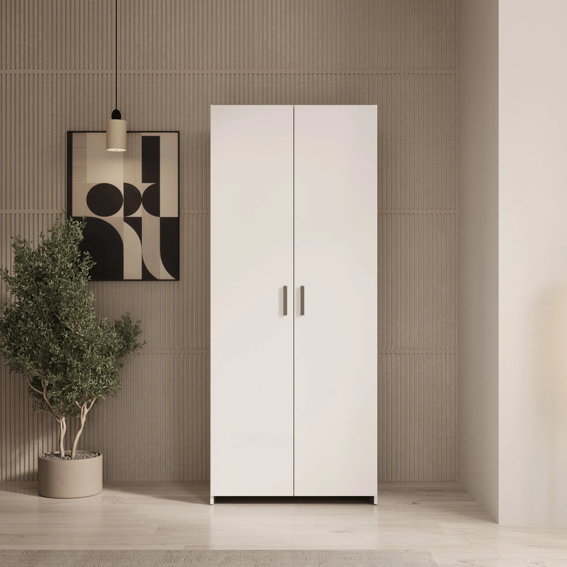 Elario - Kledingkast 2 deurs - Wit - 80x54x191 cm
