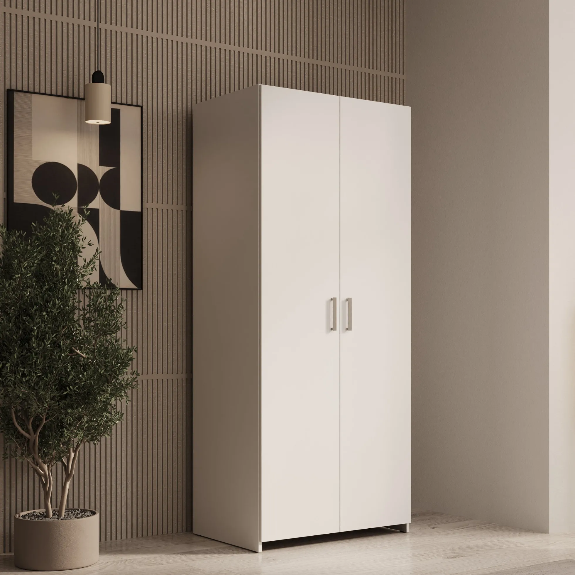 Elario - Kledingkast 2 deurs - Wit - 80x54x191 cm