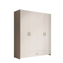 Elario - Kledingkast 4 deurs - Wit - 159x54x191 cm