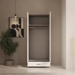 Elario - Kledingkast met 2 deuren - Wit - 80x54x191 cm