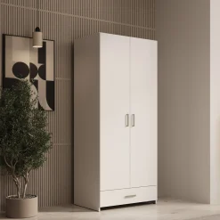 Elario - Kledingkast met 2 deuren - Wit - 80x54x191 cm