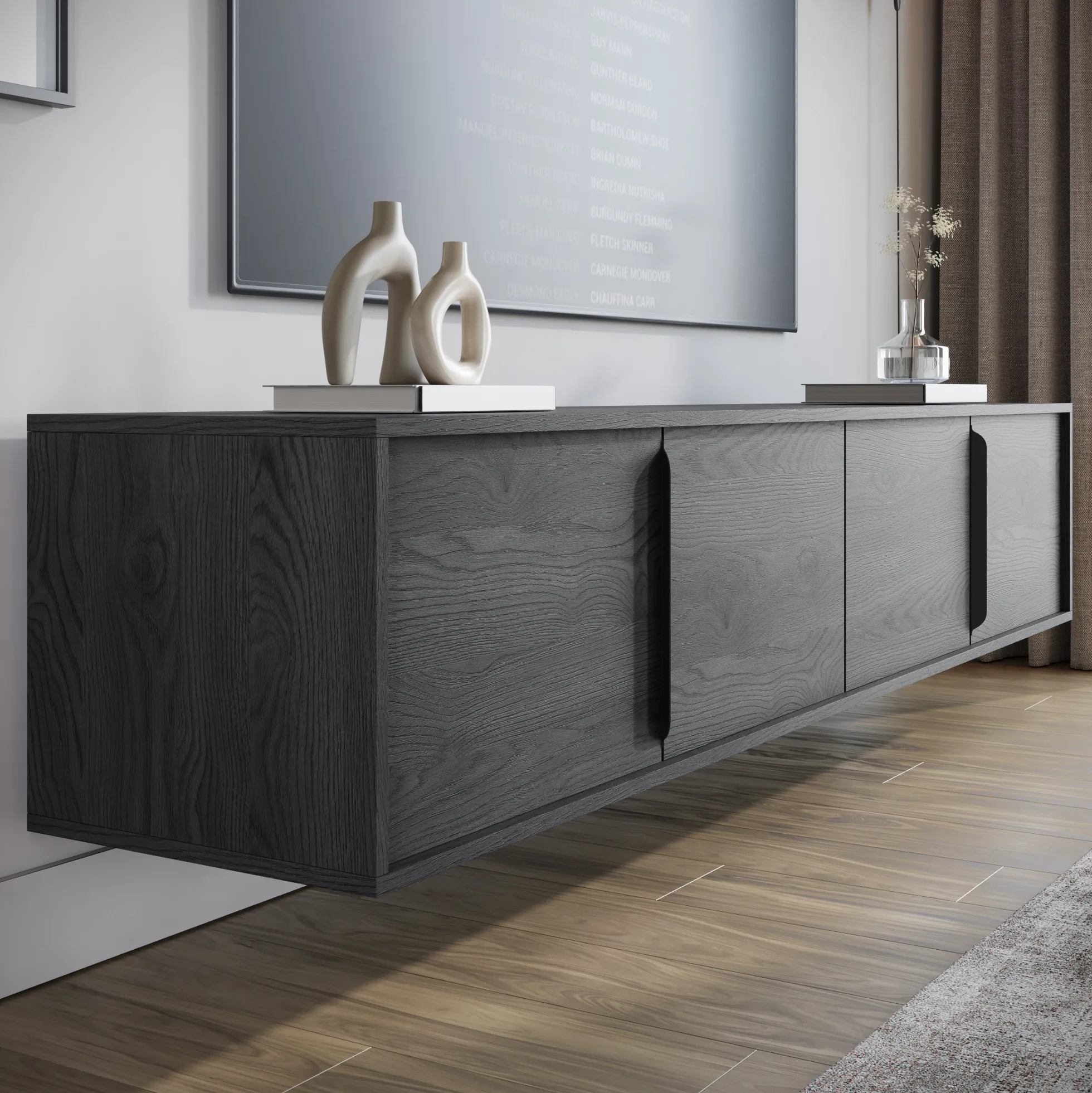 Elora - TV-Meubel met 4 deuren - Grijs eiken - 200 cm