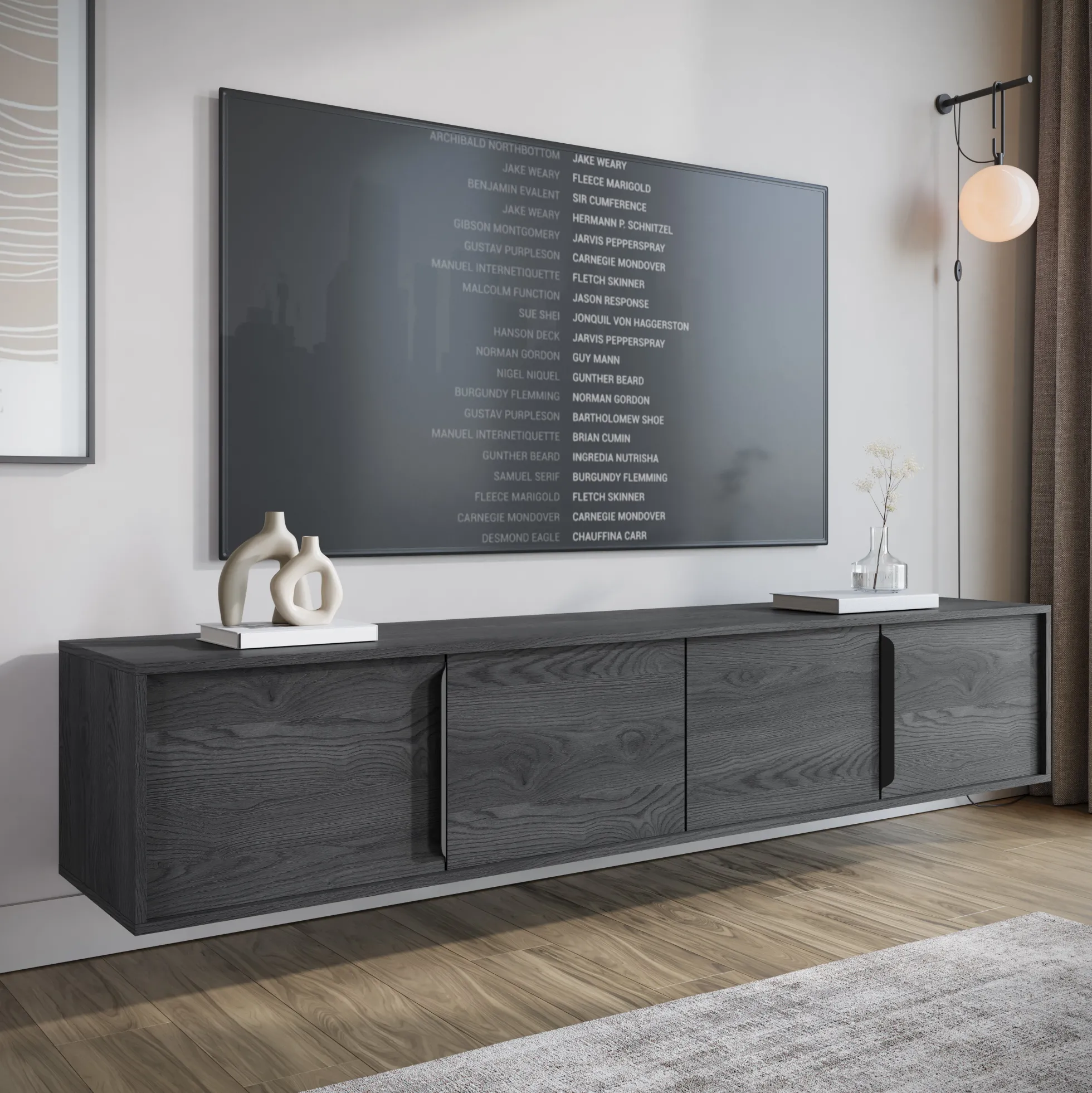 Elora - TV-Meubel met 4 deuren - Grijs eiken - 200 cm