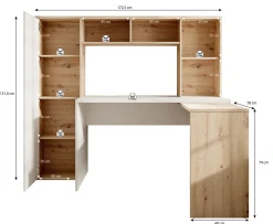 Elze - Bureau - Eiken/wit - 173x117 cm