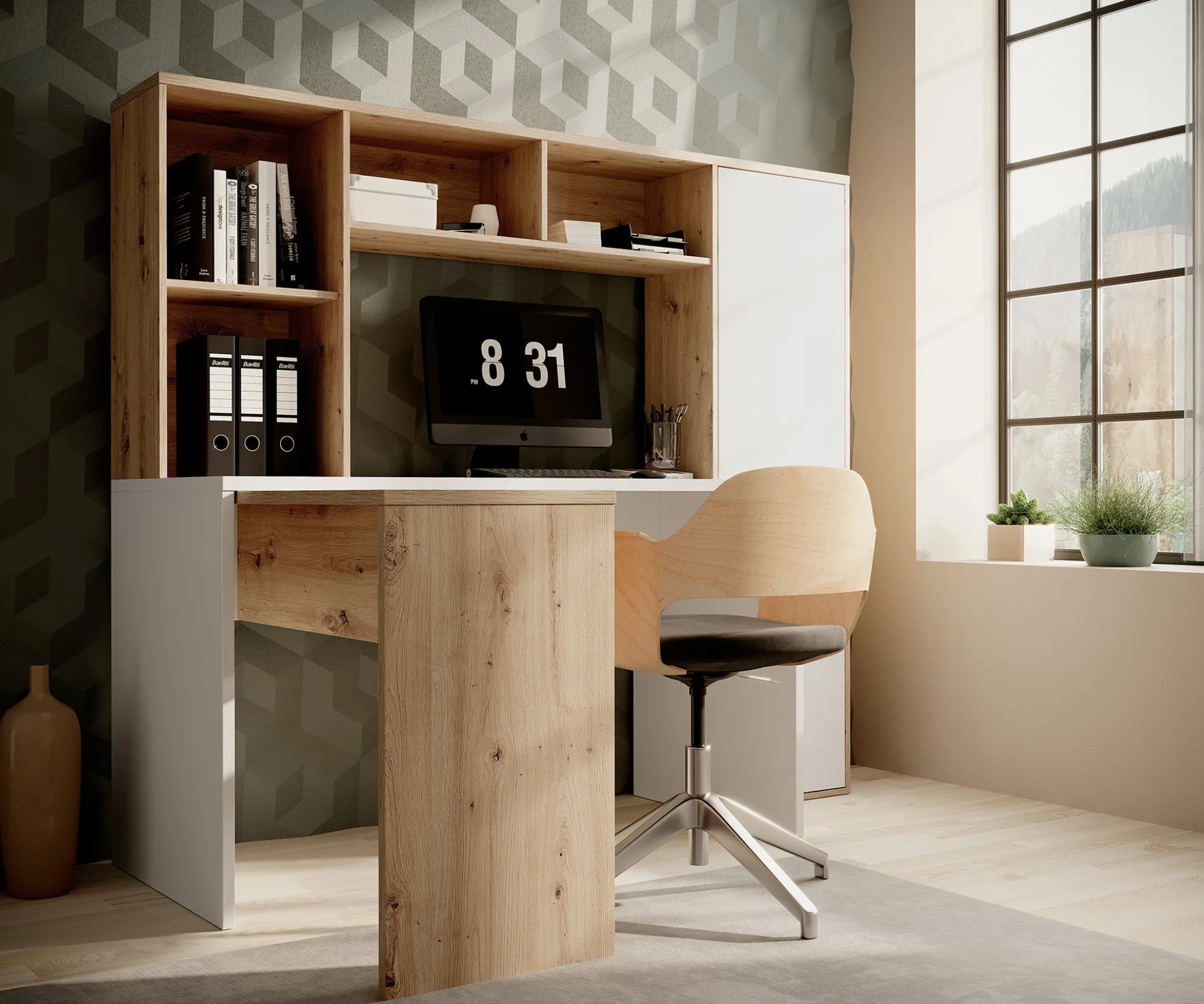 Elze - Bureau - Eiken/wit - 173x117 cm
