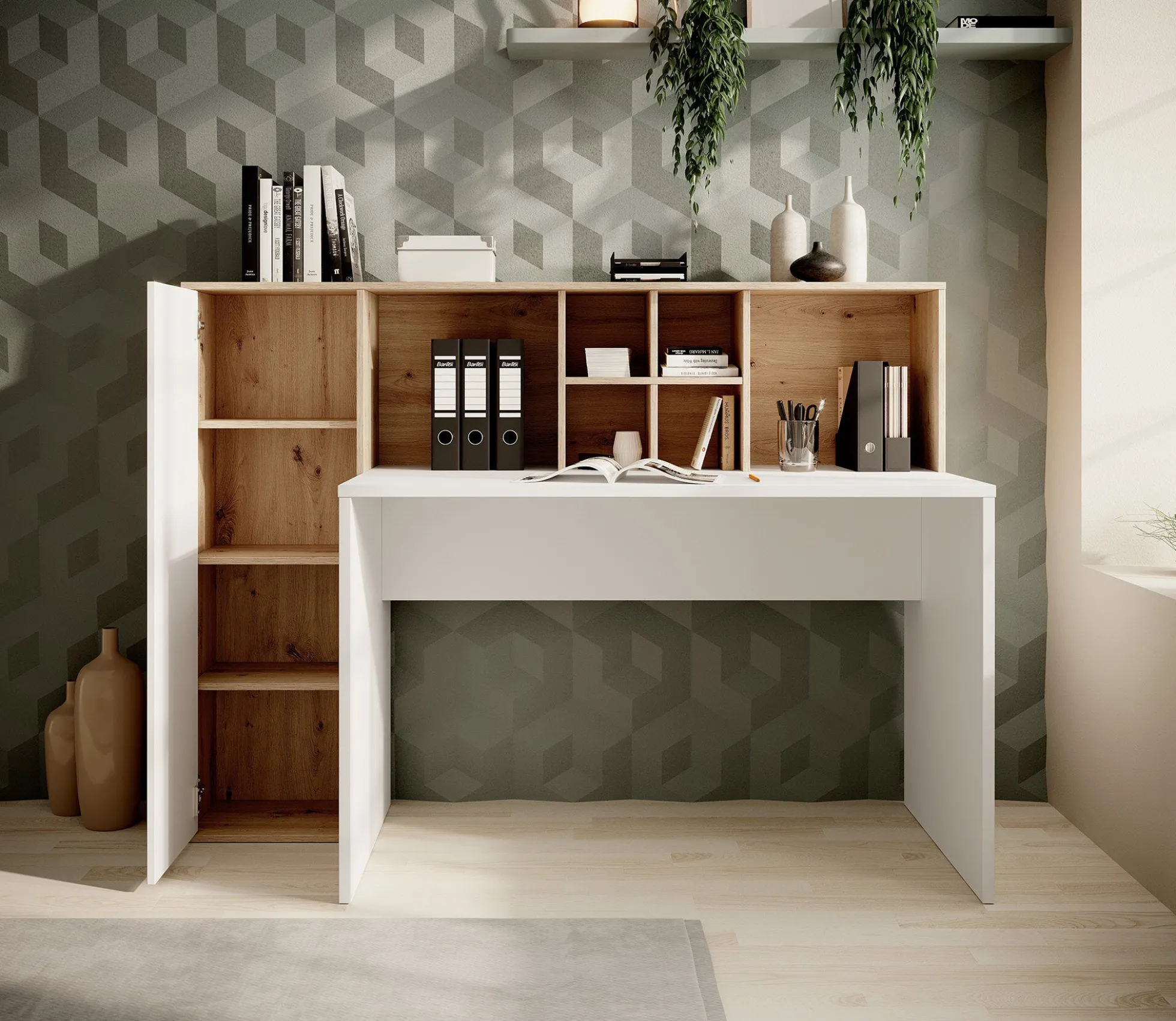 Elze - Bureau - Eiken/wit - 158x66 cm