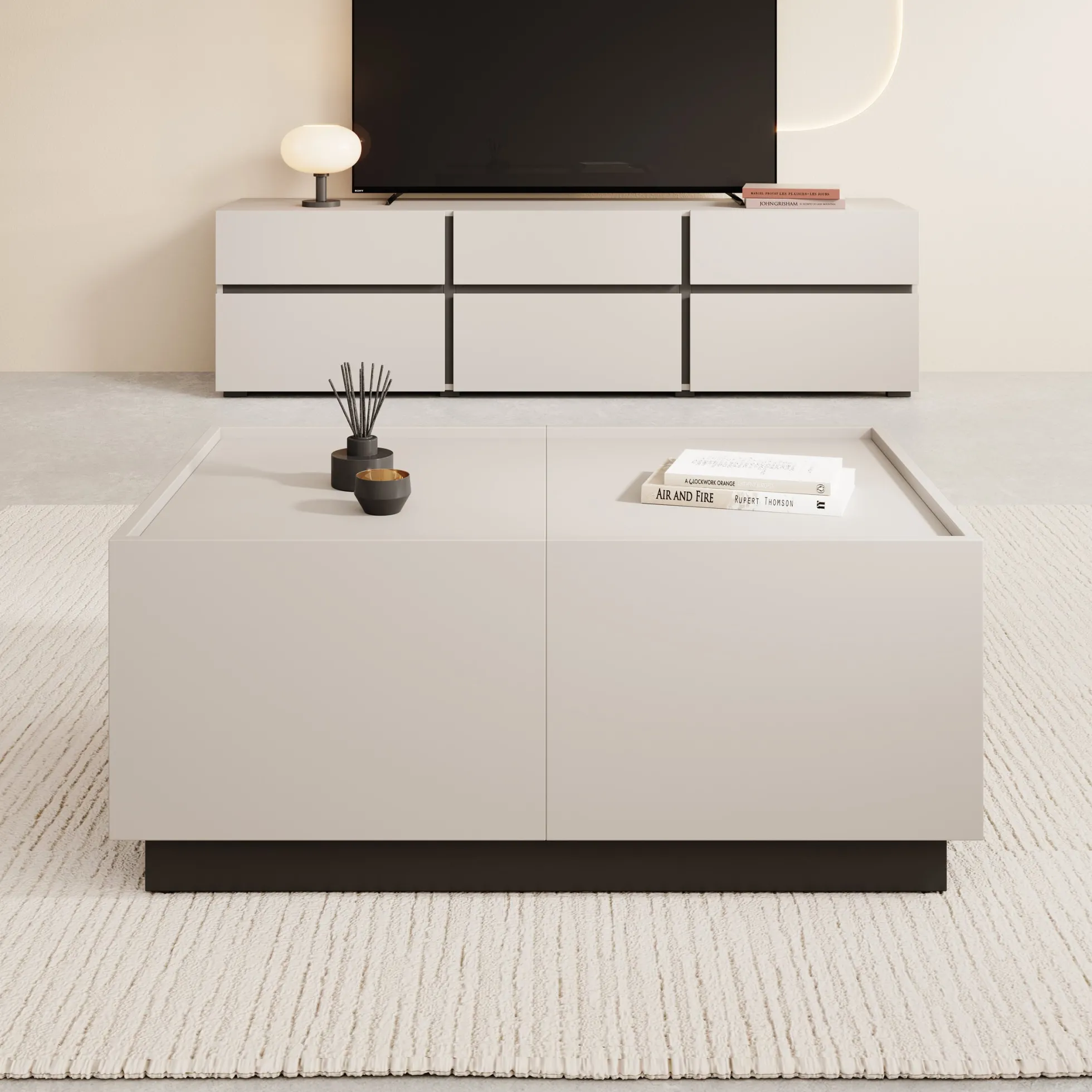 Emino - Salontafel - Beige - 90x58x38 cm