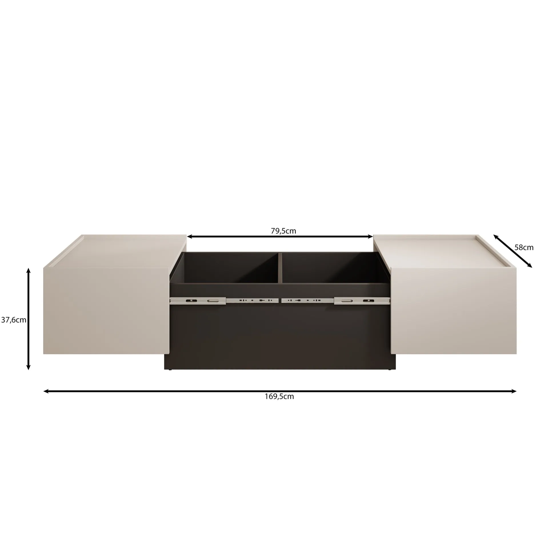 Emino - Salontafel - Beige - 90x58x38 cm
