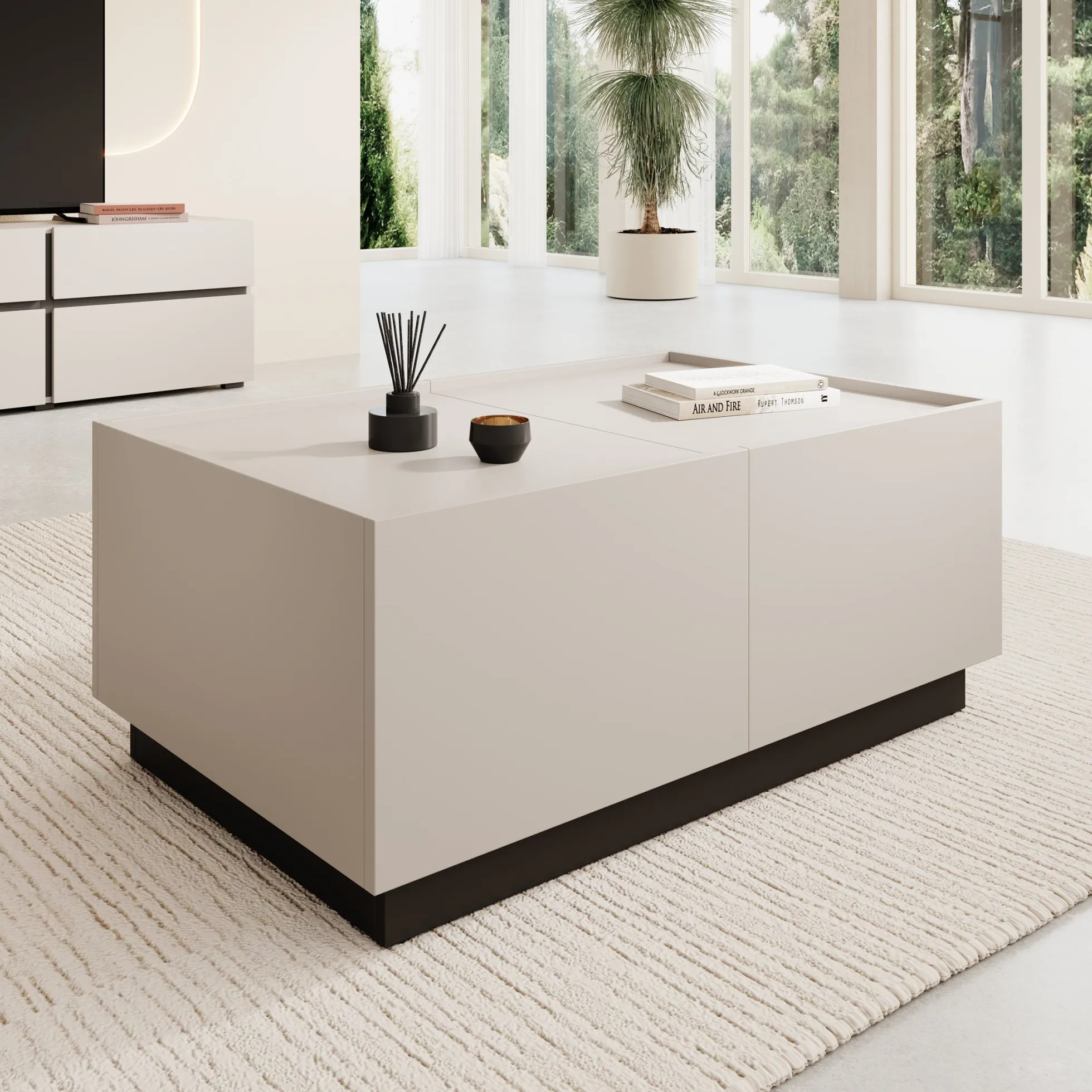 Emino - Salontafel - Beige - 90x58x38 cm