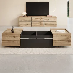 Emino - Salontafel - Eikenpatroon - 90x58x38 cm