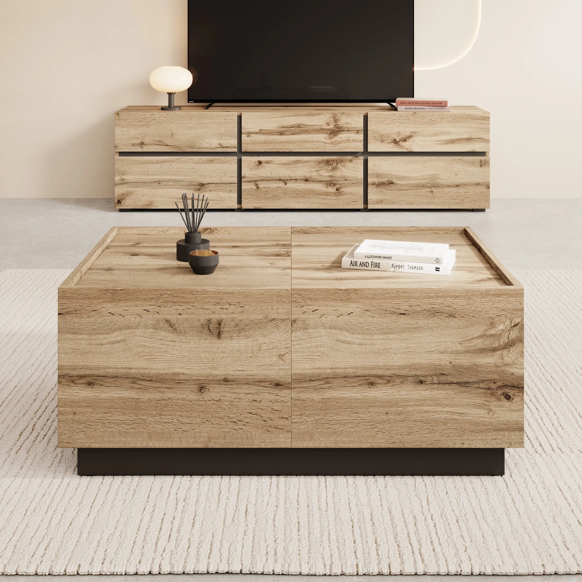 Emino - Salontafel - Eikenpatroon - 90x58x38 cm