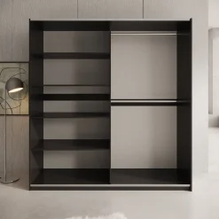 Enso - Kledingkast met schuifdeuren - Beige/Zwart - 203x65x215 cm