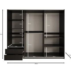 Enso - Kledingkast met schuifdeuren - Beige/Zwart - 250x65x215 cm