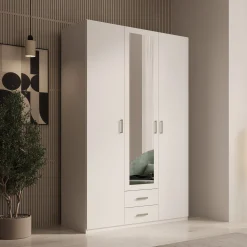 Enzio - Kledingkast 3 deurs - Wit - 133x54x211 cm