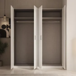 Enzio - Kledingkast 4 deurs - Wit - 178x54x211 cm