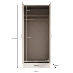 Enzio - Kledingkast met 2 deuren - Wit - 90x54x211 cm