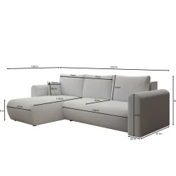 Esencia - Hoekbank 3-zits met chaise longue - Stof beige - 252x158x80