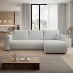 Esencia - Hoekbank 3-zits met chaise longue - Stof grijs - 252x158x80