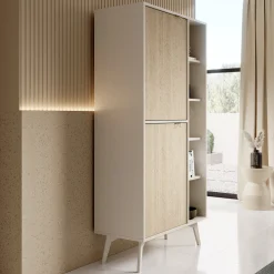 Essence - Boekenkast - Beige/Licht eiken - 80x38x160 cm