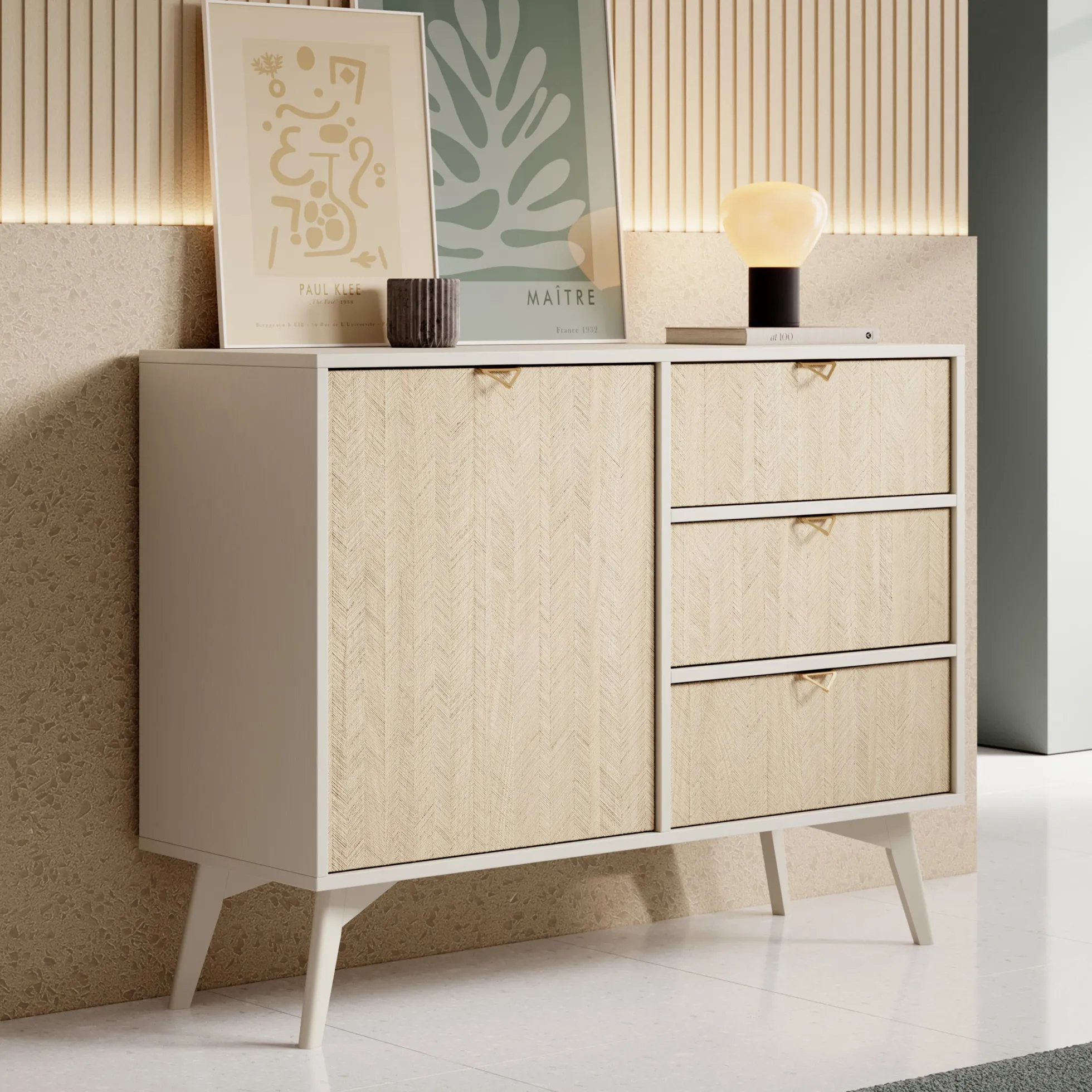 Essence - Dressoir - Beige/licht eiken - 106x38x81 cm