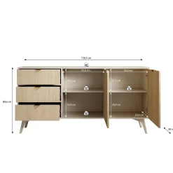 Essence - Dressoir - Beige/licht eiken - 158x38x81 cm