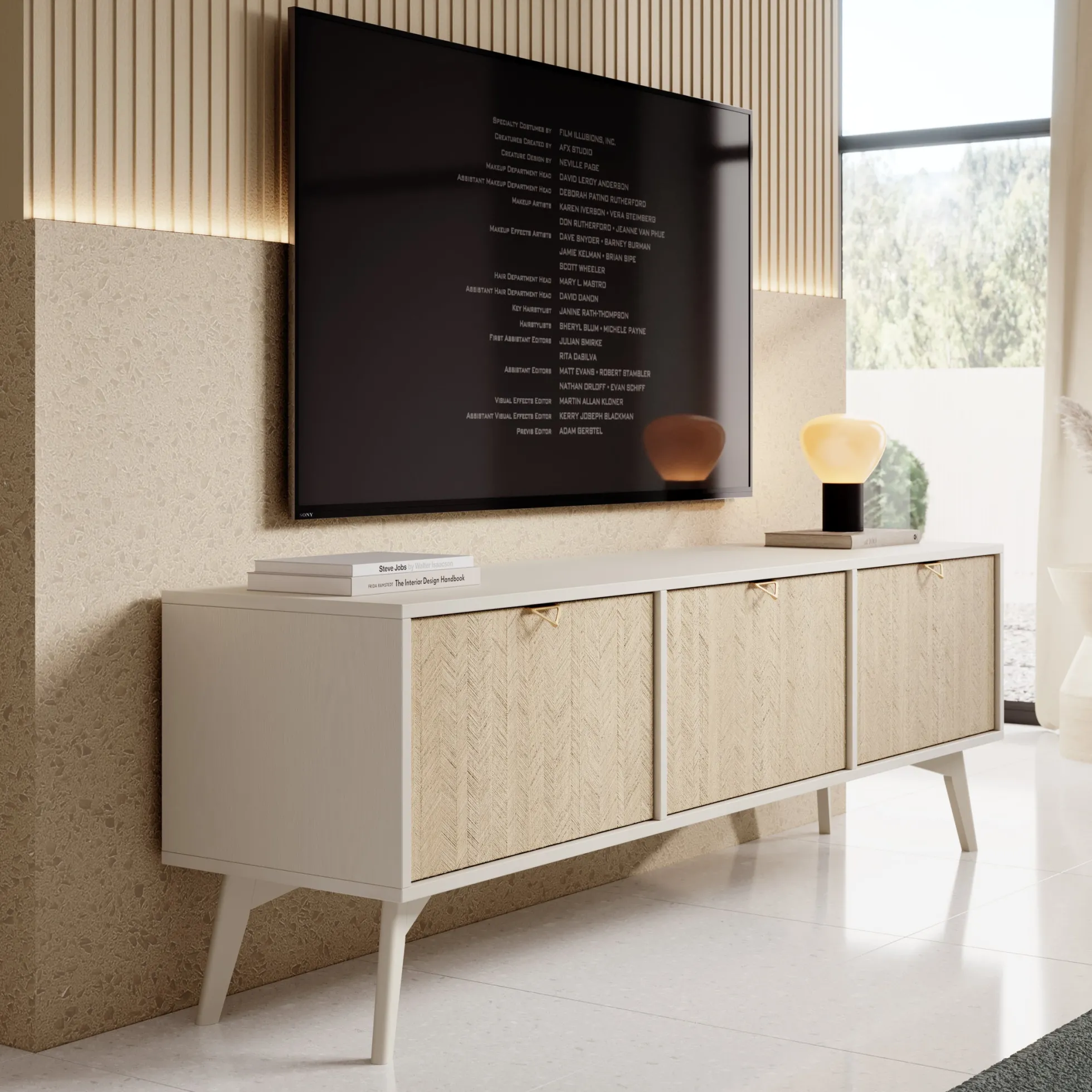 Essence - TV-Meubel - Beige/licht eiken - 158 cm