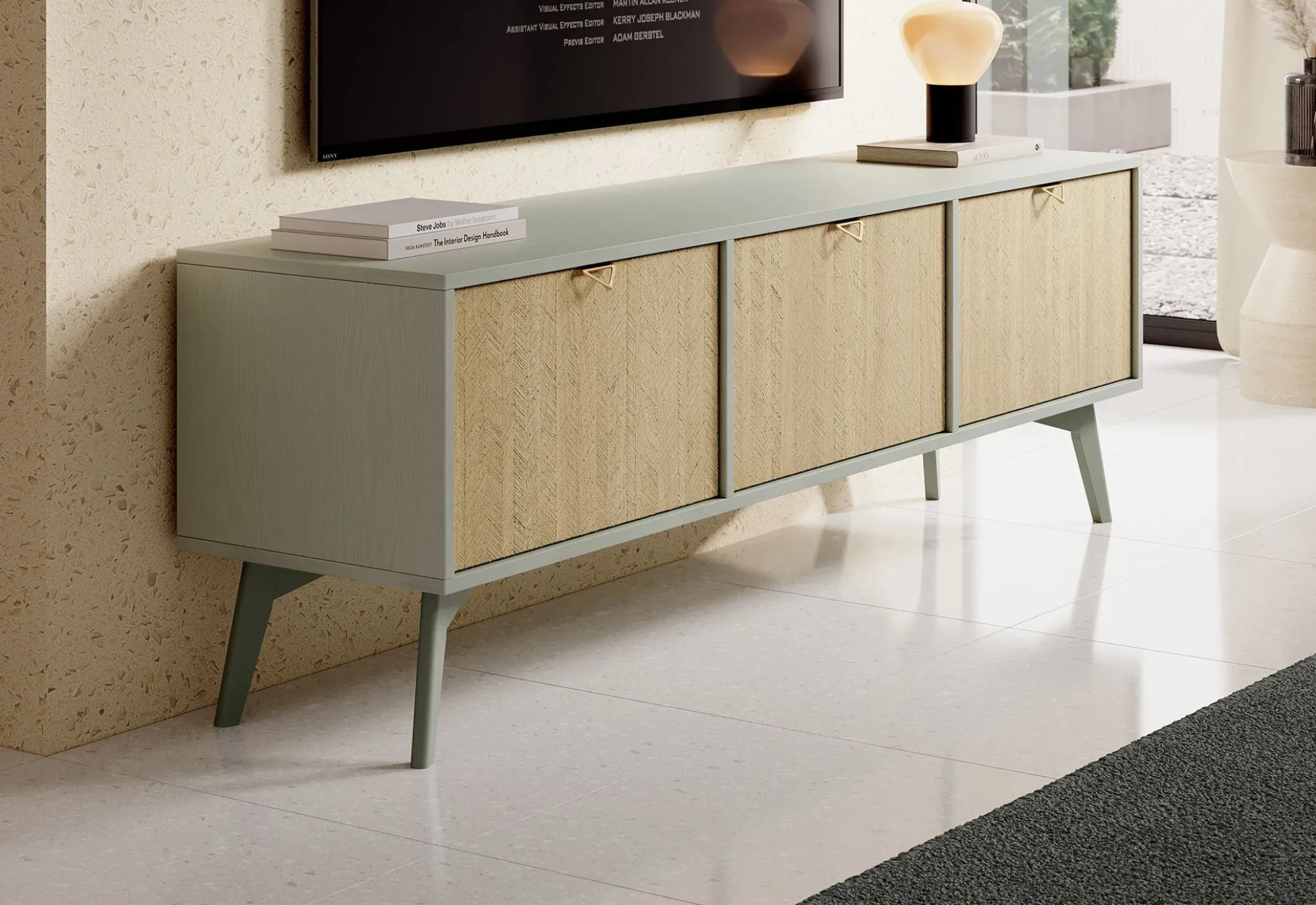 Essence - TV-Meubel - Groen/licht eiken - 158 cm