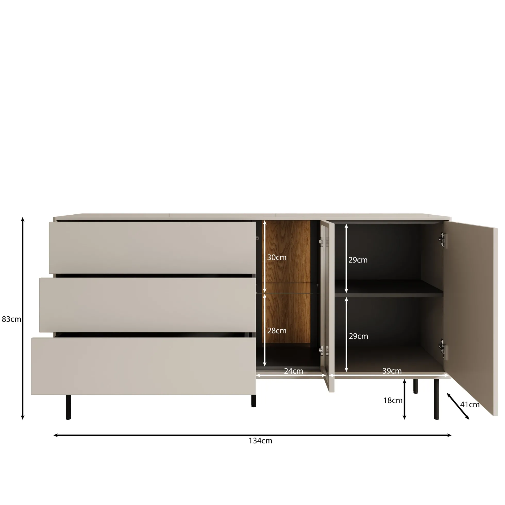 Estrella - Dressoir - Beige - 134x41x83 cm
