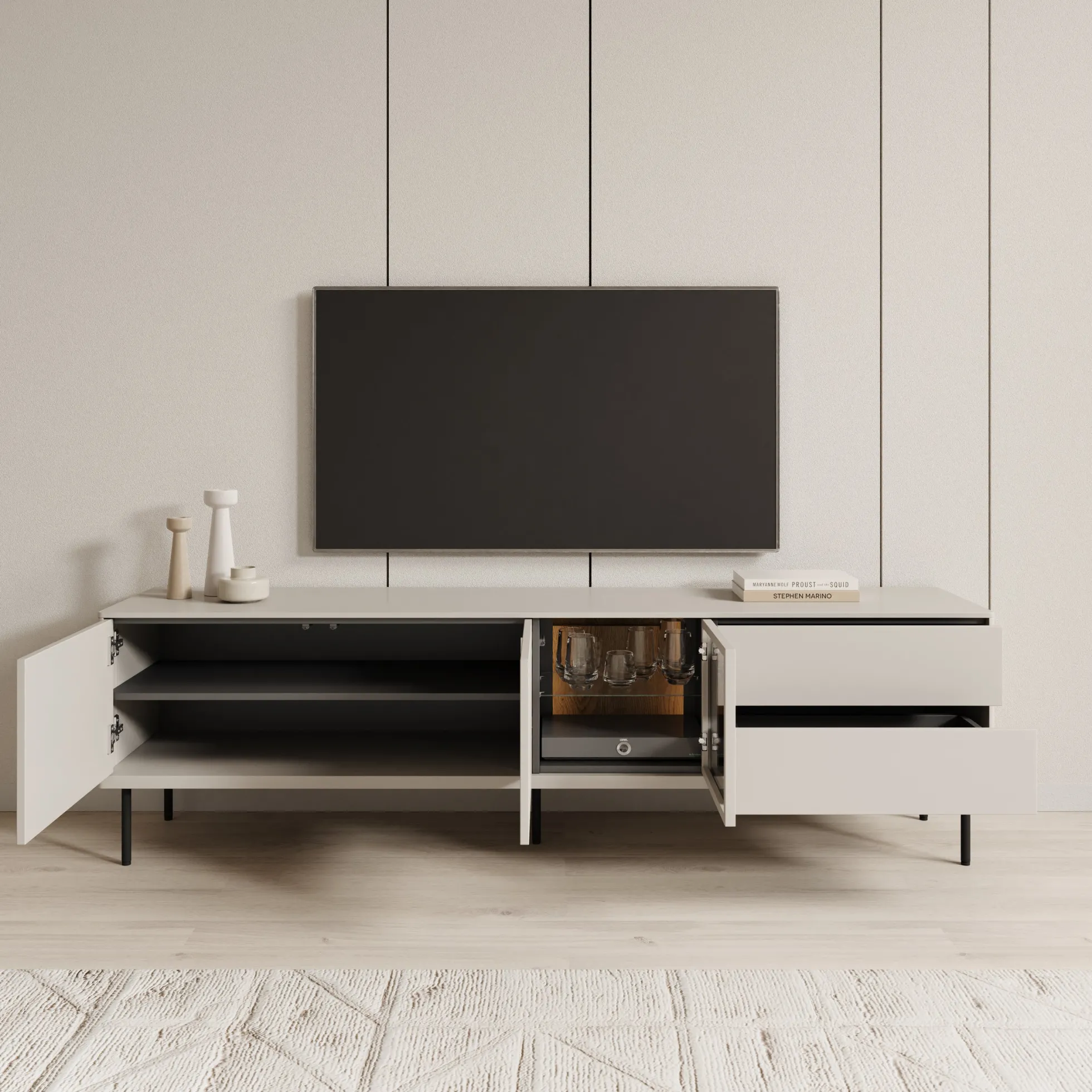 Estrella - TV-Meubel - Beige - 194x41x56 cm