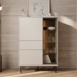 Estrella - Vitrinekast - Beige - 98x41x140 cm