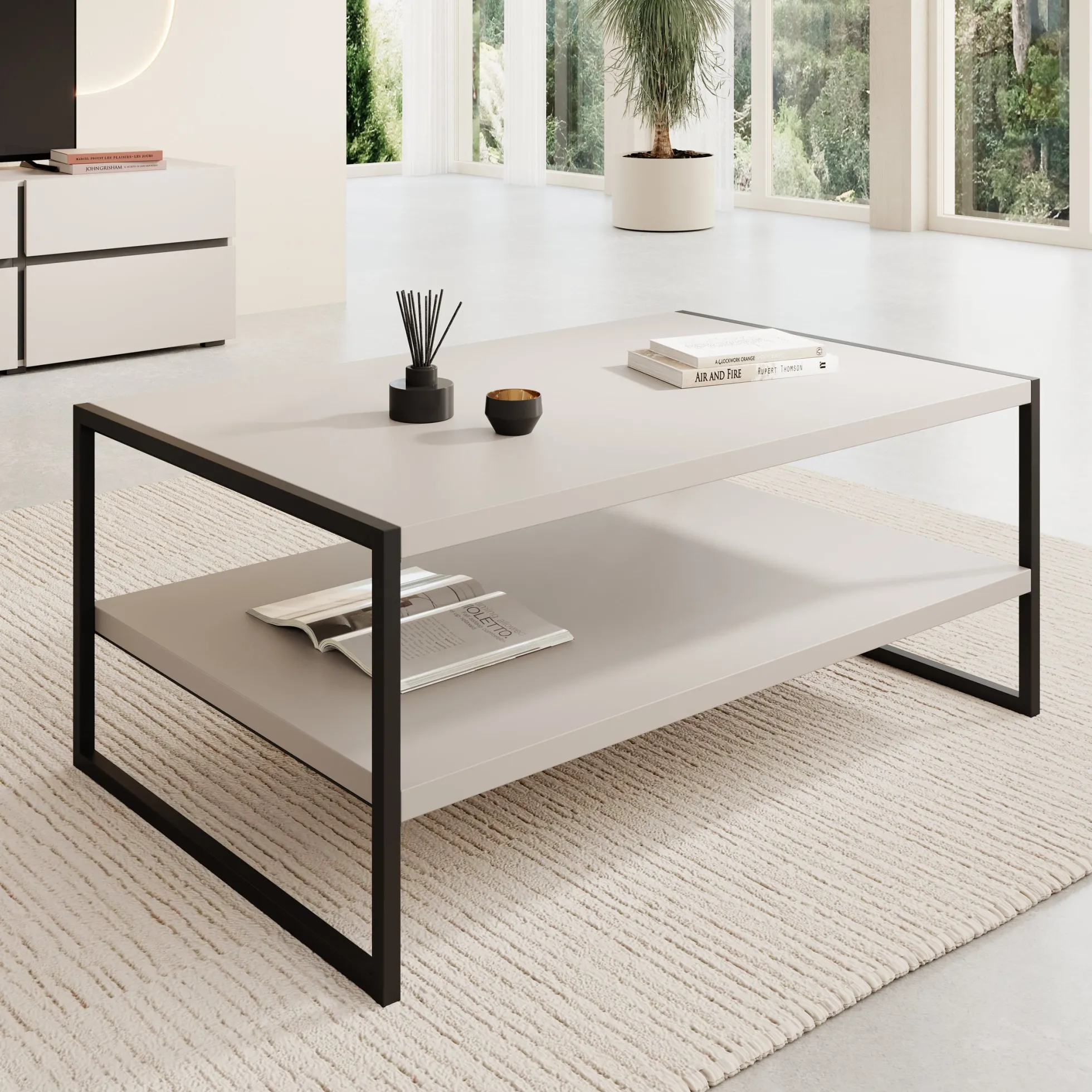 Etsu - Salontafel - Beige - 100x65x43 cm